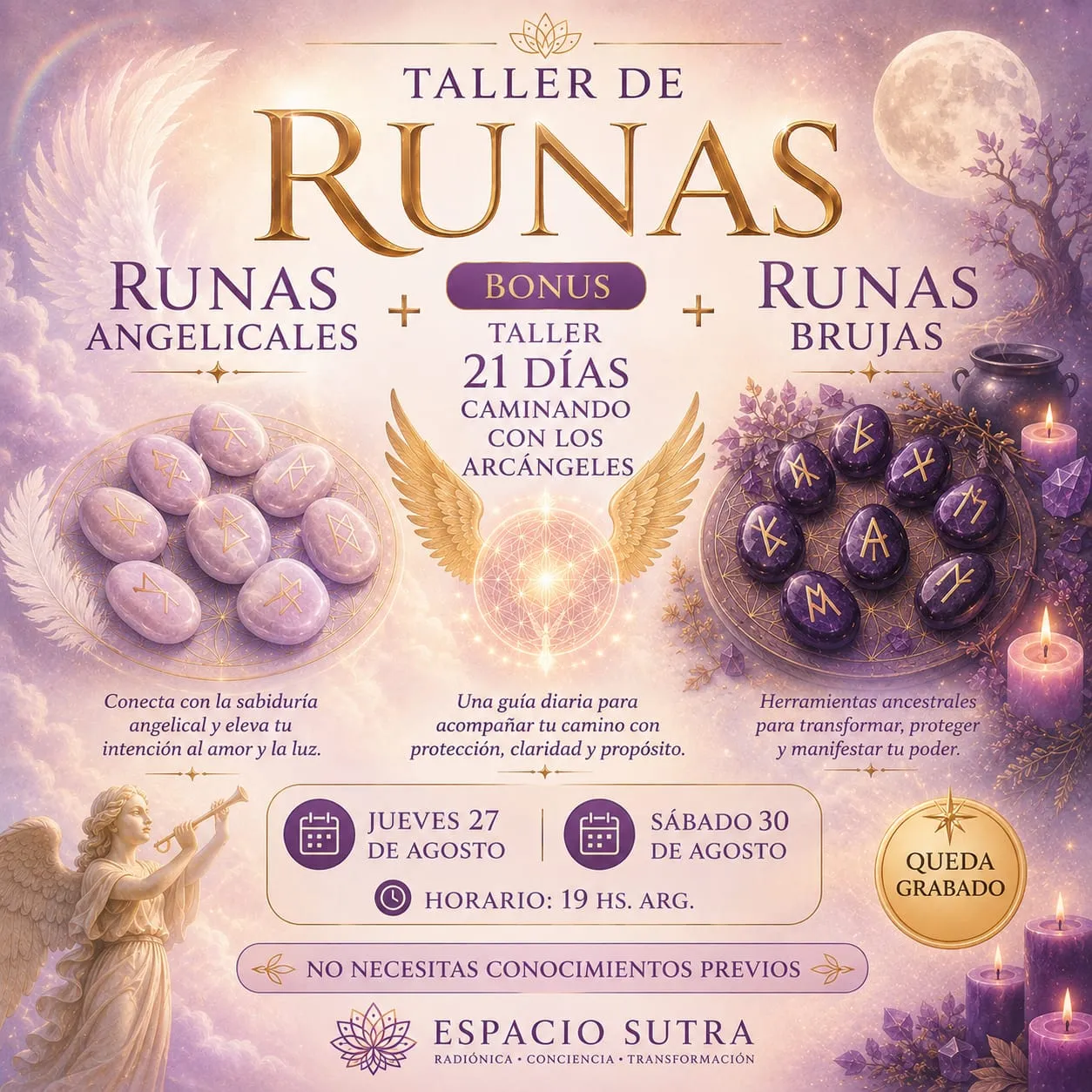 TALLER DE RUNAS  ANGELICALES + RUNAS BRUJAS + BONUS DE REGALO 🎁