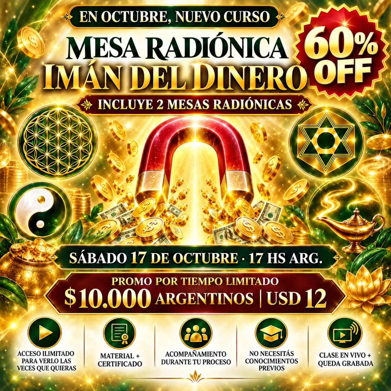 MESA RADIONICA IMAN DEL DINERO